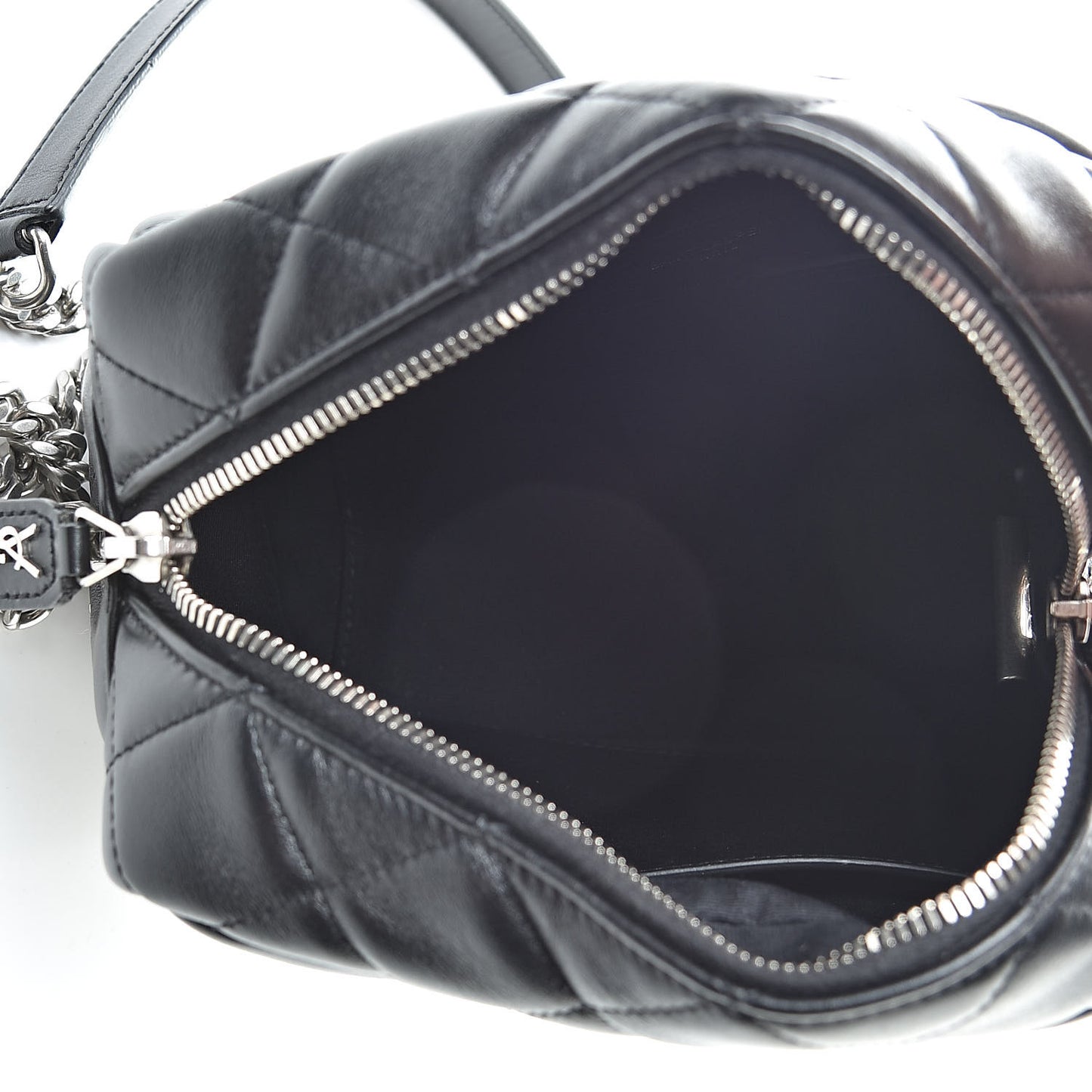 Calfskin Y Quilted Monogram Small Loulou Bowling Bag Black