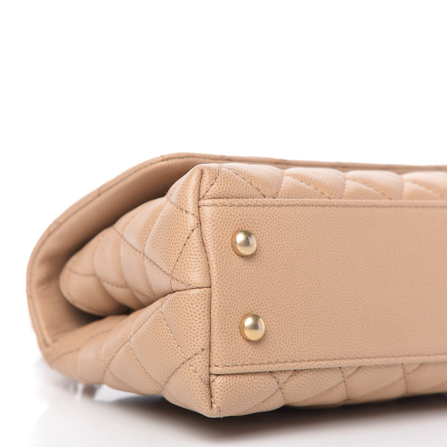 Caviar Lizard Embossed Quilted Mini Coco Handle Flap Beige