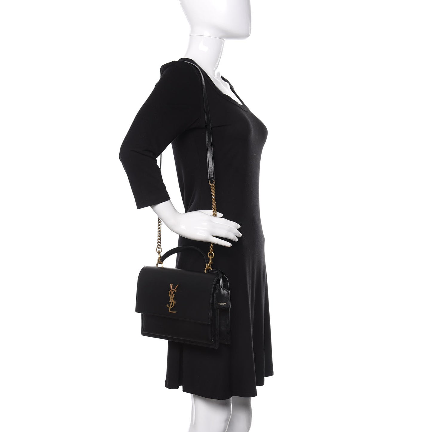 Smooth Calfskin Medium Monogram Sunset Satchel Black