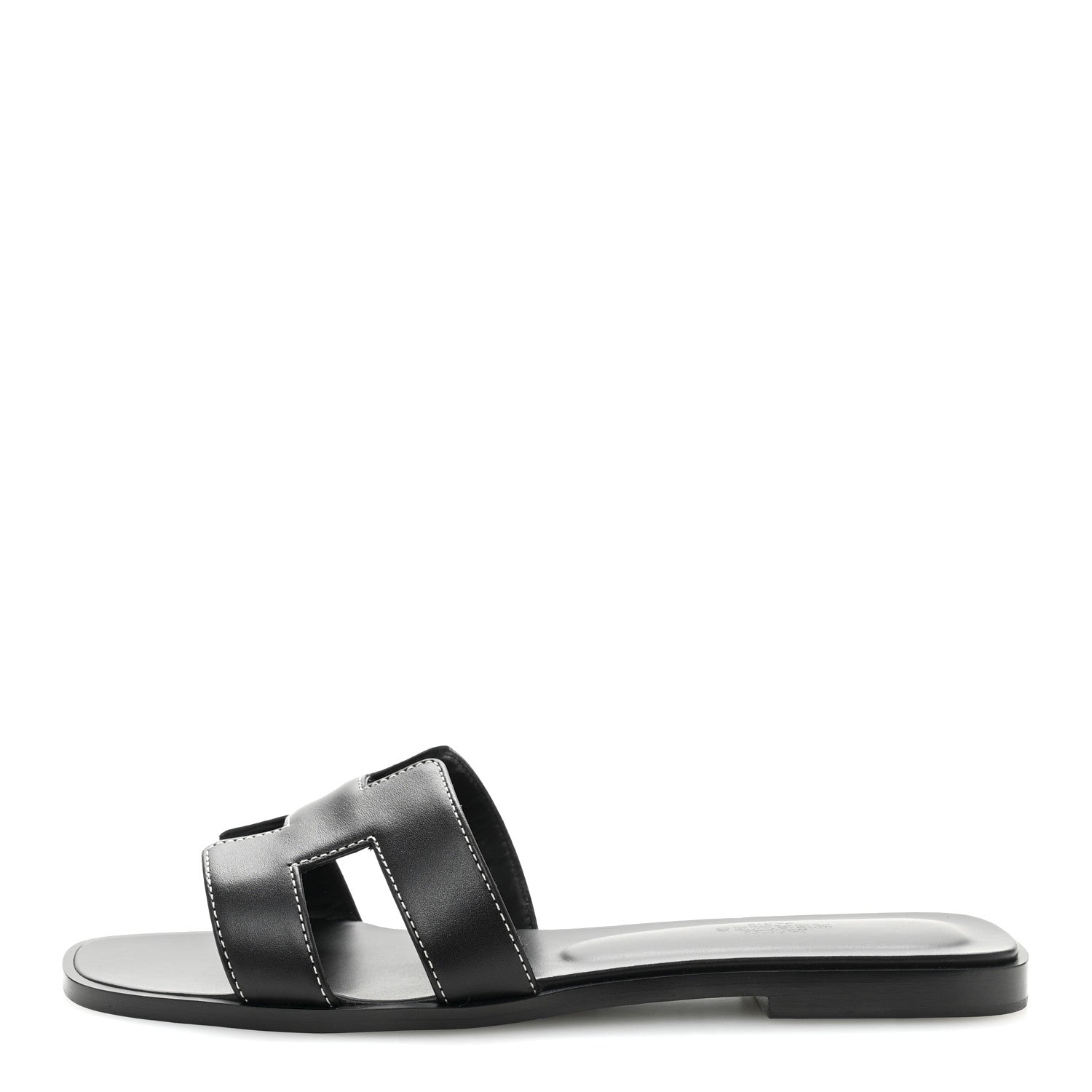 Hermes Box Calfskin Oran Sandals 38 Black 1 of 10