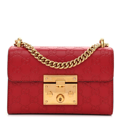 Gucci Guccissima Small Padlock Shoulder Bag Hibiscus Red 1 of 13
