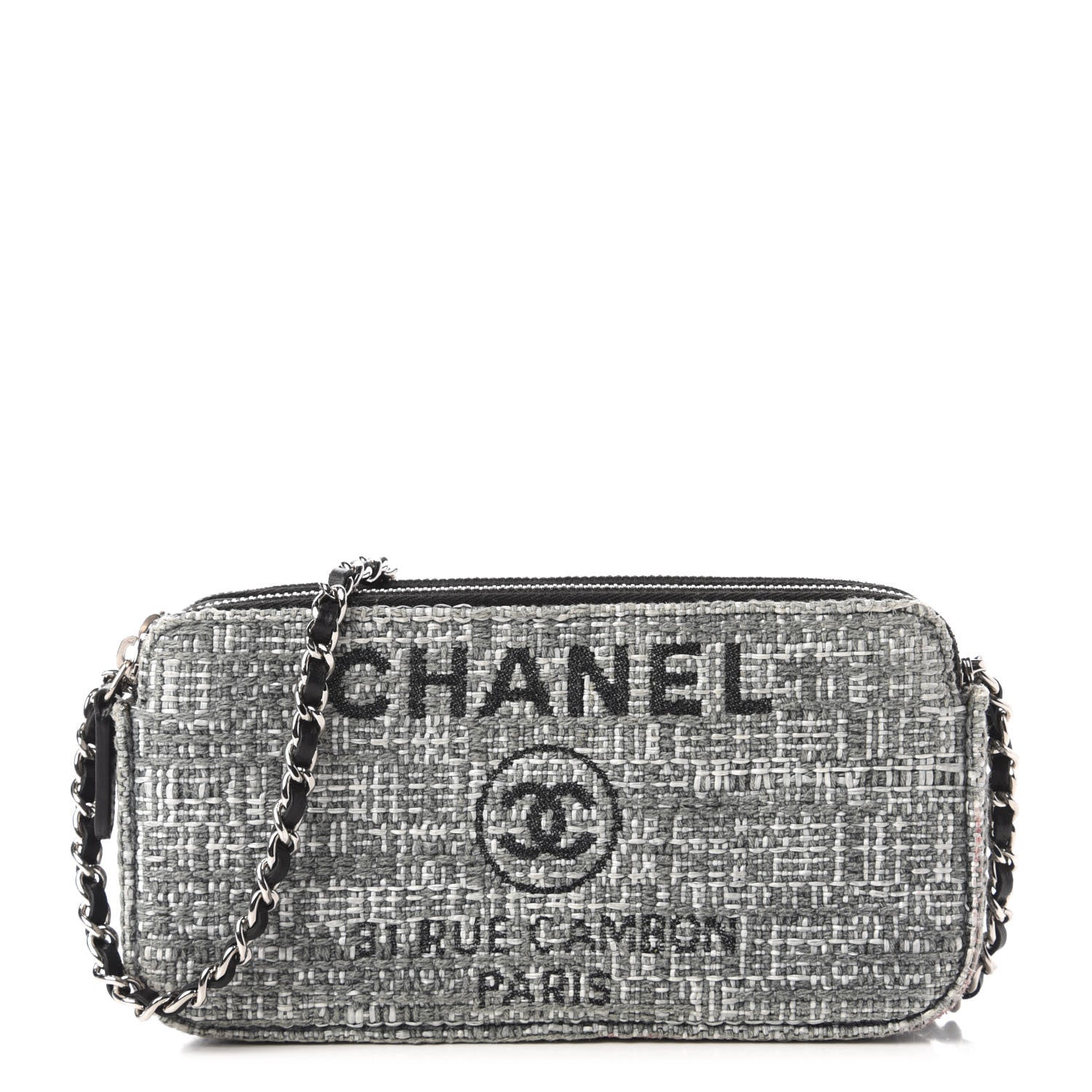 Chanel Canvas Small Deauville Clutch With Chain Charcoal 1 of 11