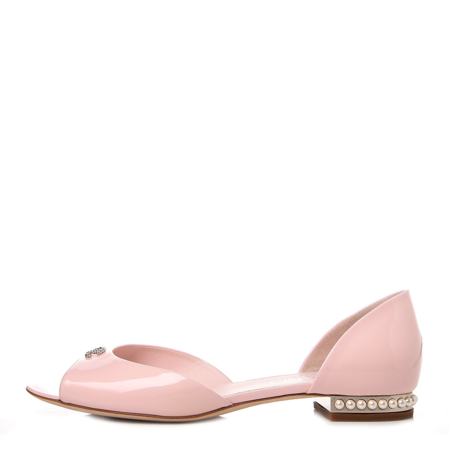 Chanel Patent Pearl CC Open Sandals 39.5 Pink 1 of 10