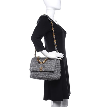 Chanel Tweed Quilted Large Chanel 19 Flap Grey 2 of 9