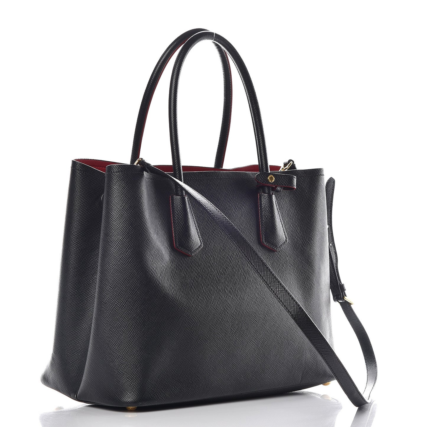 Saffiano Cuir Large Double Bag Black Fuoco