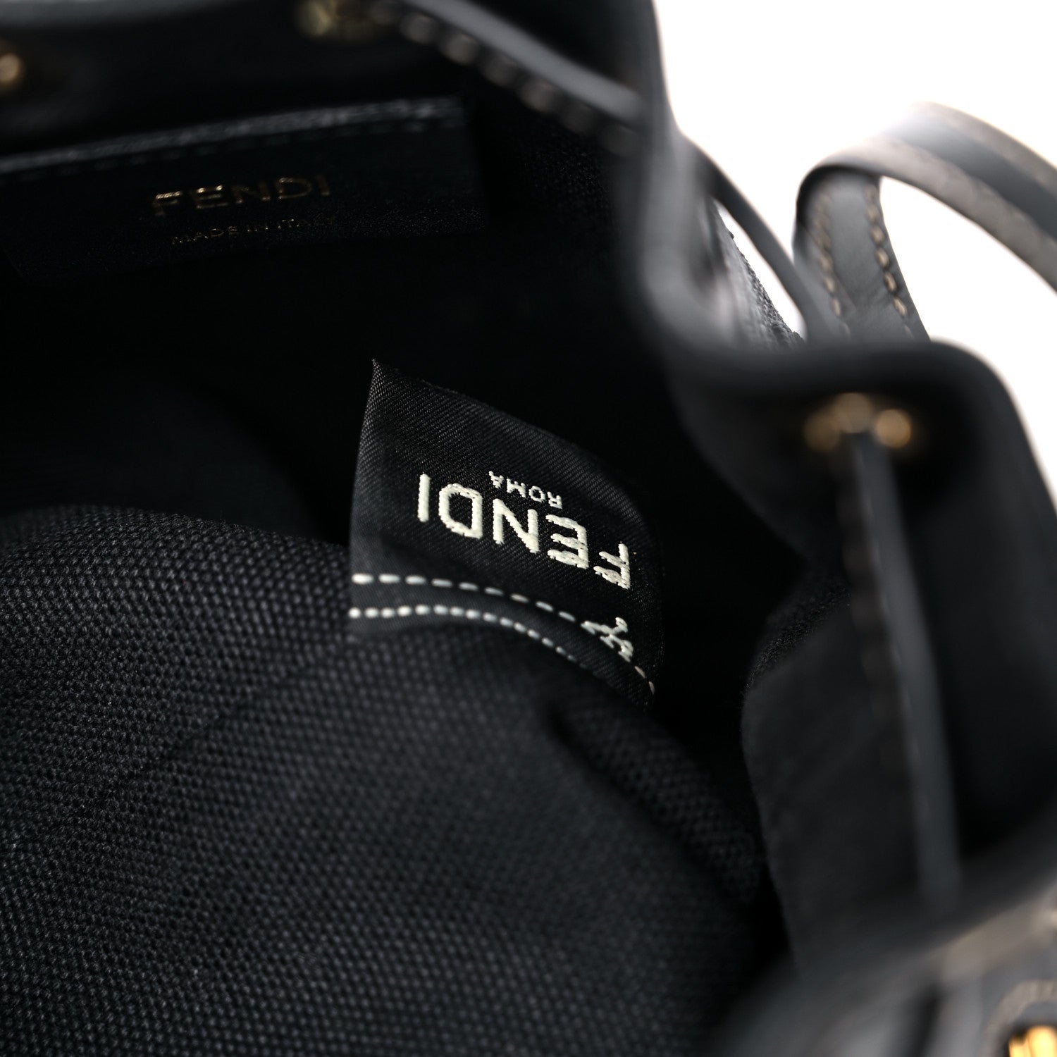 Fendi Canvas Vitello King F is Fendi FF Embroidered Mini Mon Tresor Bucket Bag Black 7 of 16