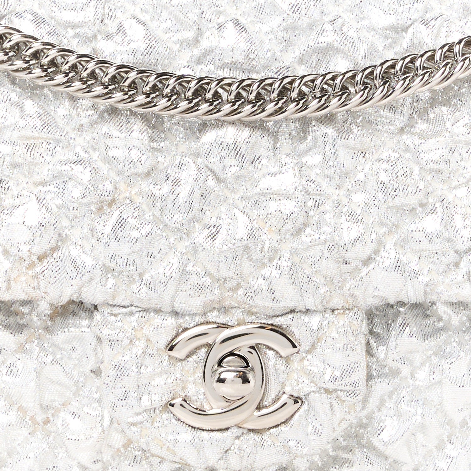 Chanel Metallic Lame Quilted Small Double Flap Silver 9 of 12