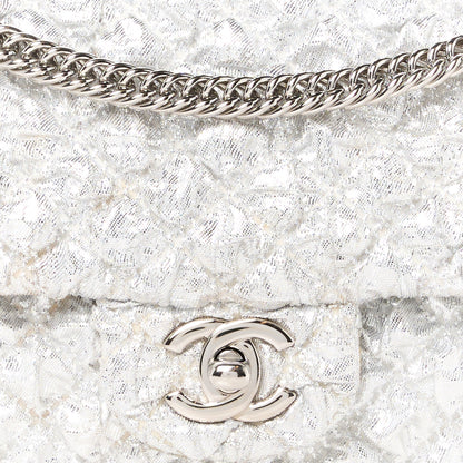Chanel Metallic Lame Quilted Small Double Flap Silver 9 of 12