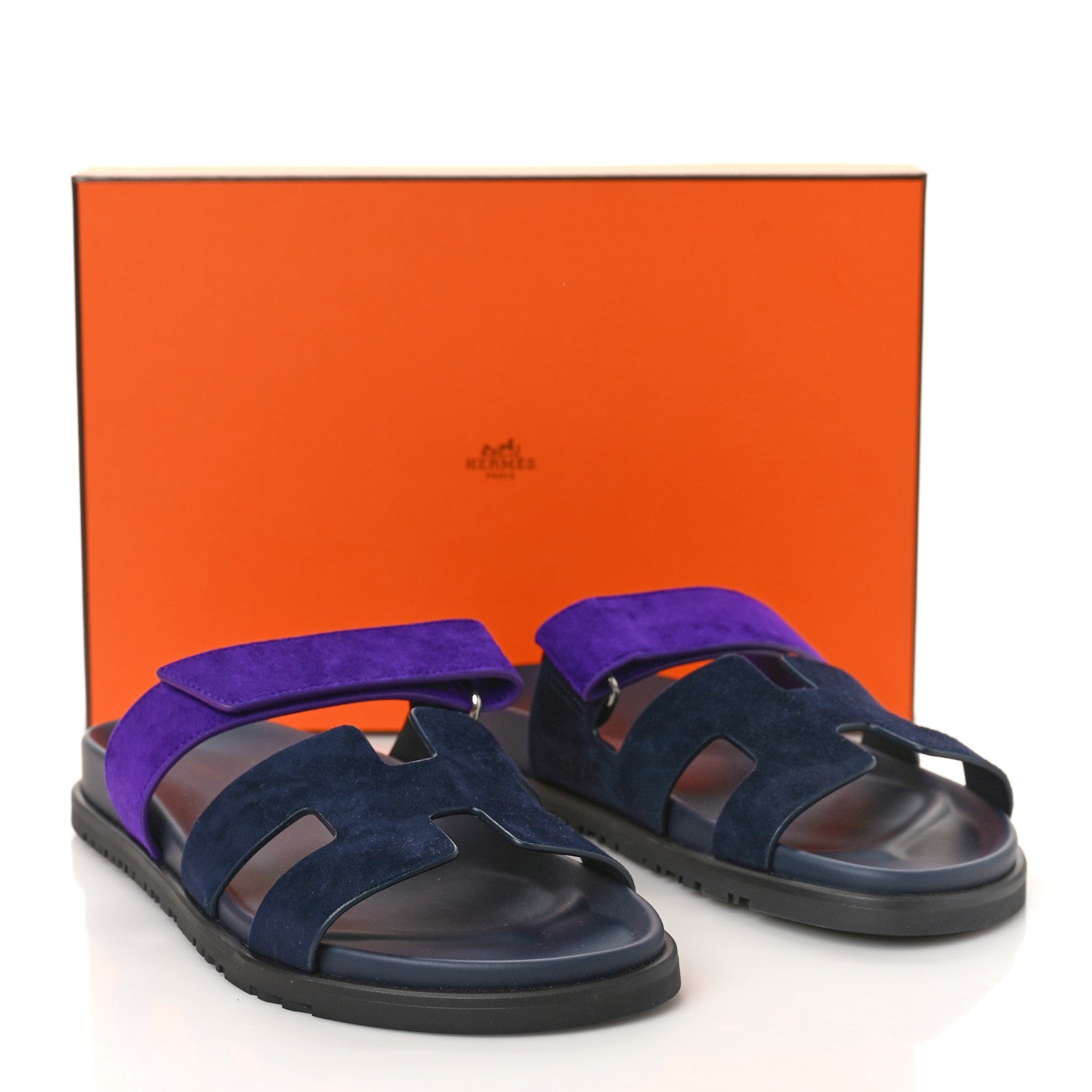 Hermes Suede Goatskin Womens Chypre Sandals 40 Marine Violet Majorette 10 of 10