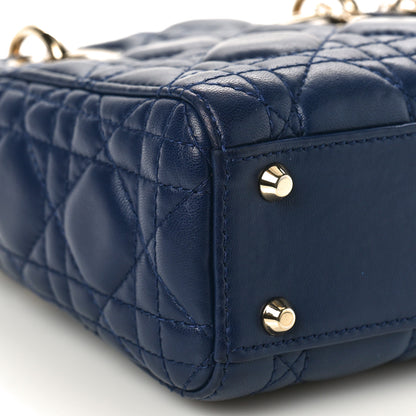 Christian Dior CHRISTIAN DIOR Lambskin Cannage Mini Lady Dior Navy Blue 7 of 10