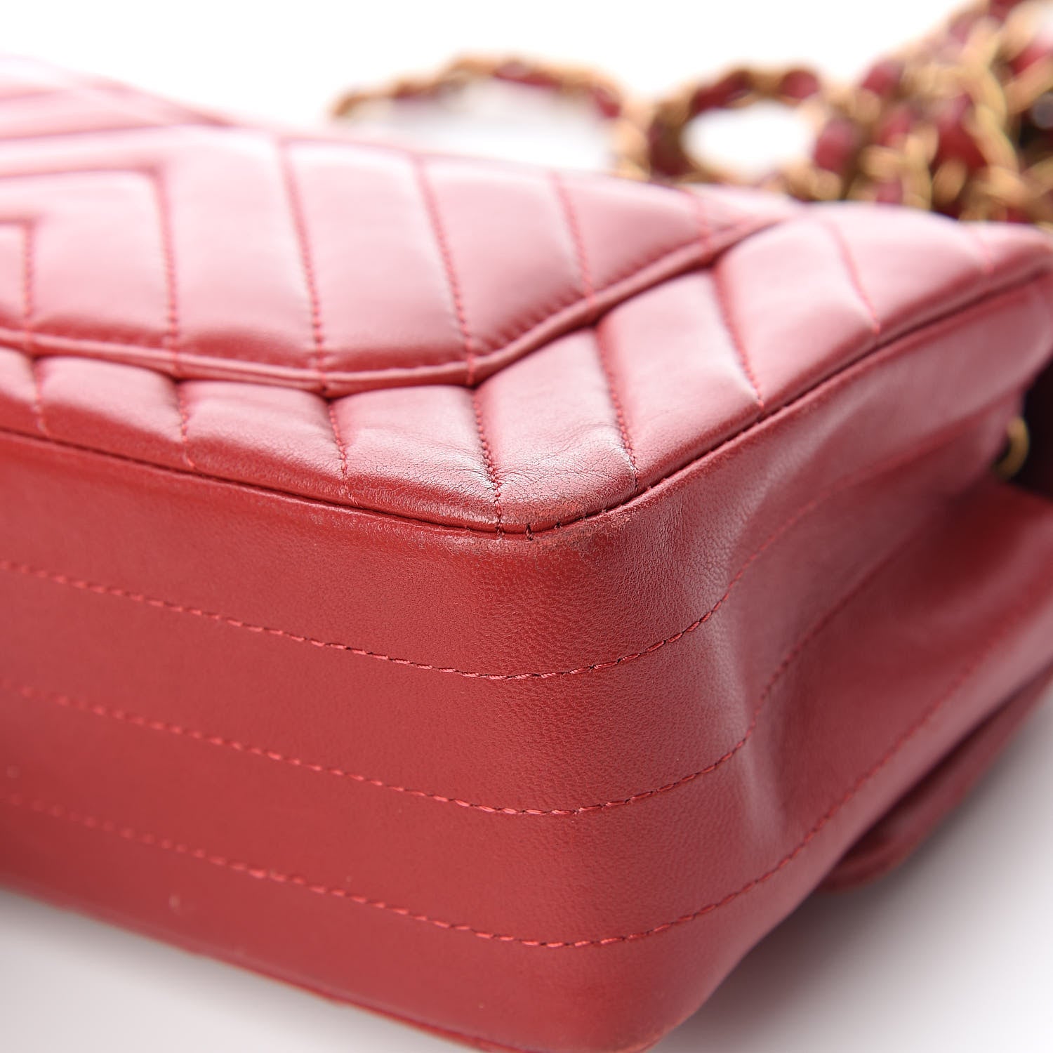 Chanel Lambskin Chevron Quilted Mini Rectangular Flap Red 11 of 13