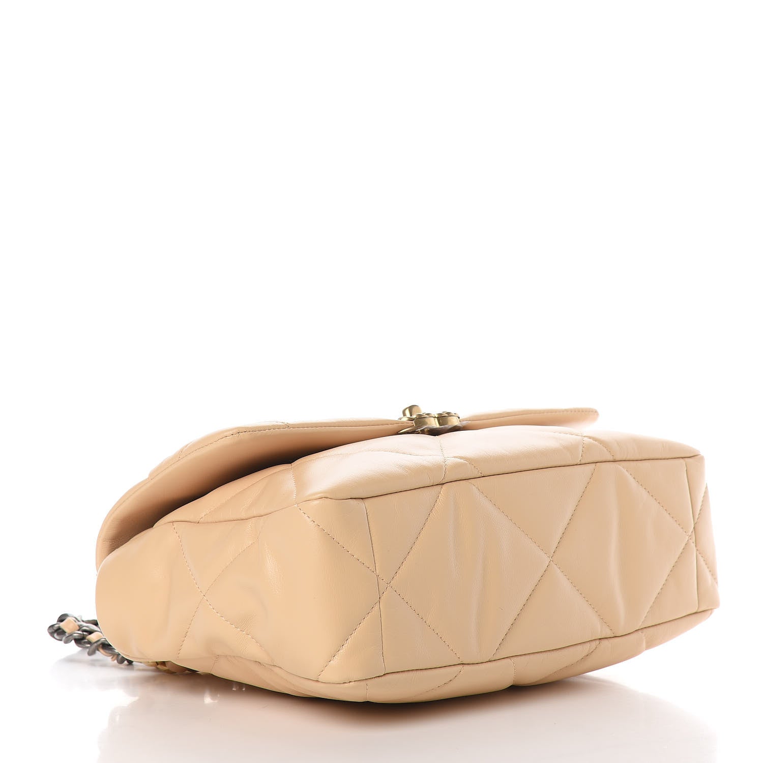 Chanel Shiny Goatskin Quilted Large 19 Flap Beige 4 of 11