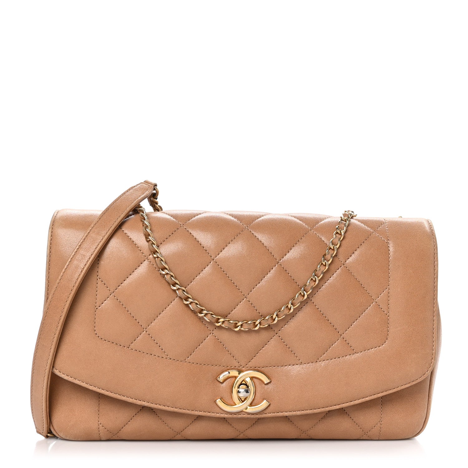 Chanel Lambskin Quilted Medium Single Flap Beige 1 of 12