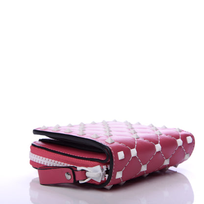 Valentino Garavani Lambskin Free Rockstud Spike Compact Zip Around Wallet Shadow Pink 4 of 7