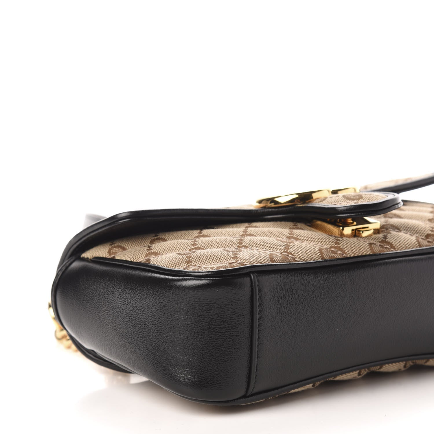 Gucci Monogram Matelasse Diagonal Mini GG Marmont Shoulder Bag Beige Black 9 of 11