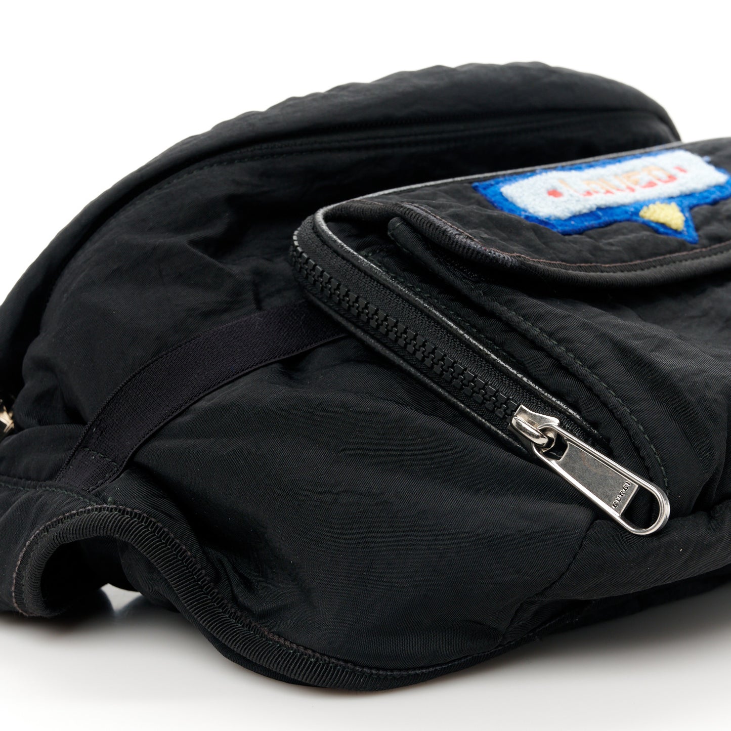 Nylon 80s Logo Patch Belt Bag Black