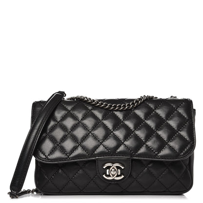 Chanel Calfskin Stitched Quilted Flap Black 1 of 8