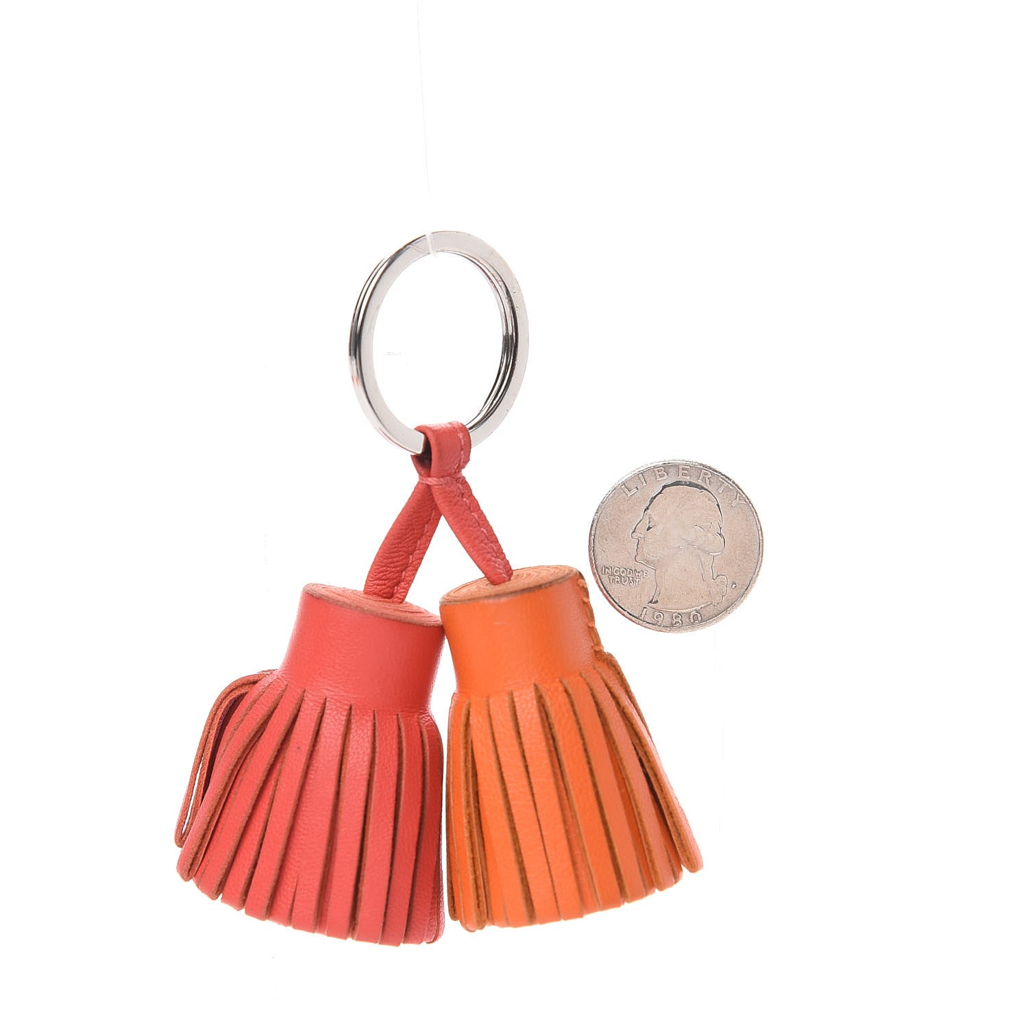 Hermes Lambskin Carmen Uno-Dos Key Holder Feu Rose Jaipur 2 of 3