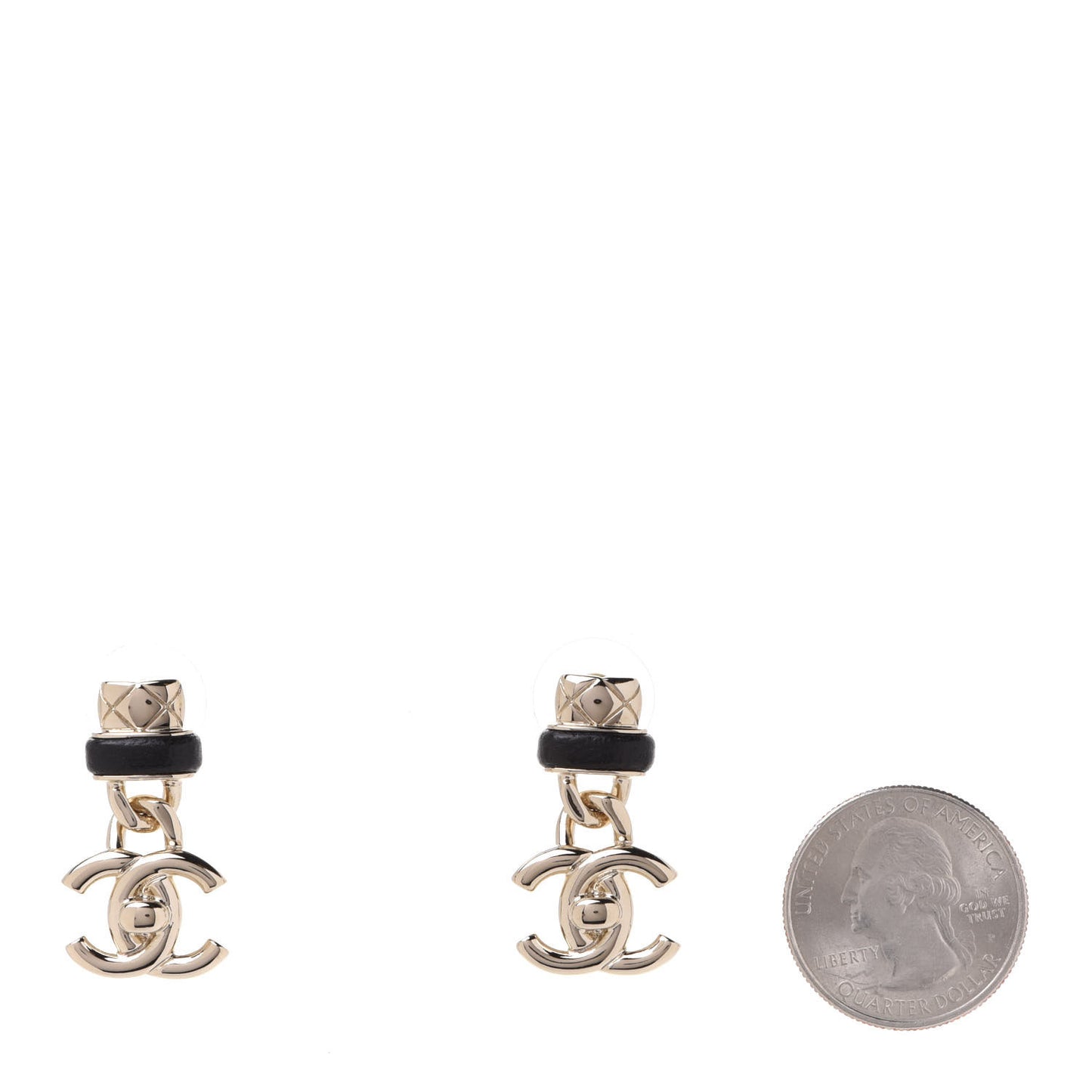 Lambskin CC Turnlock Drop Earrings Gold Black
