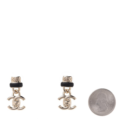 Chanel Lambskin CC Turnlock Drop Earrings Gold Black 2 of 5