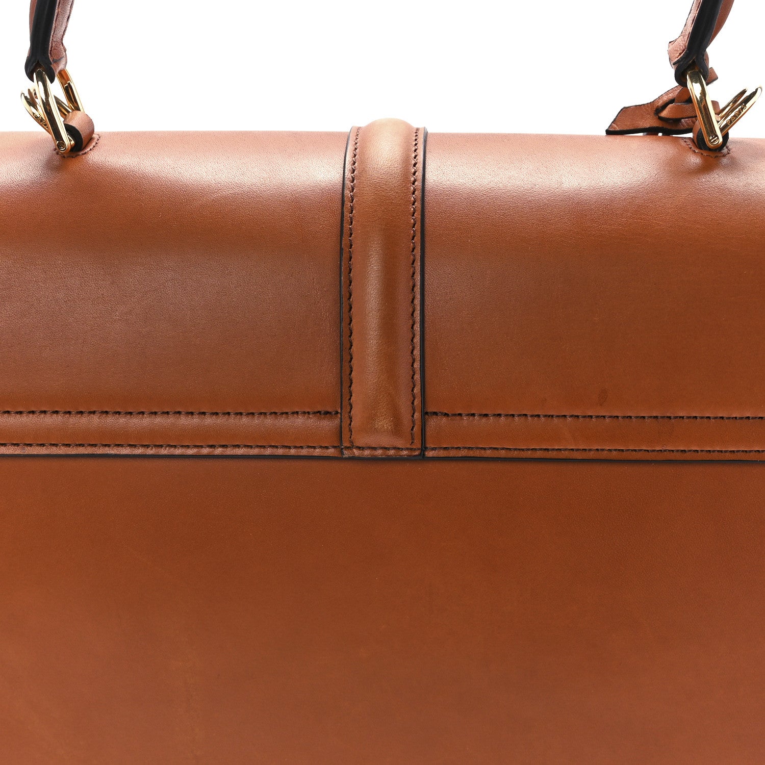 Celine Satinated Calfskin Medium 16 Top Handle Bag Tan 12 of 12