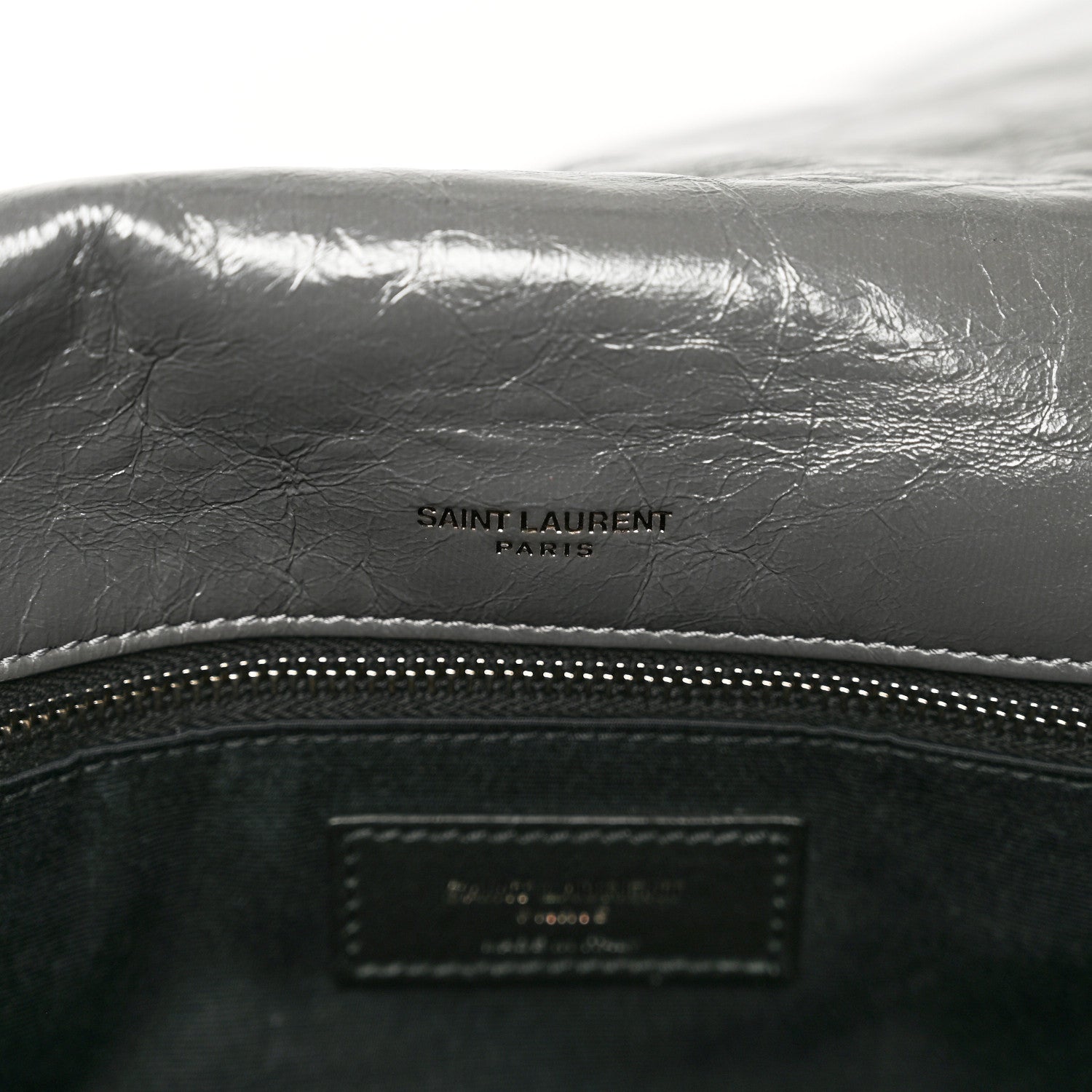 Saint Laurent Crinkled Calfskin Matelasse Monogram Large Niki Chain Satchel Fog 8 of 10
