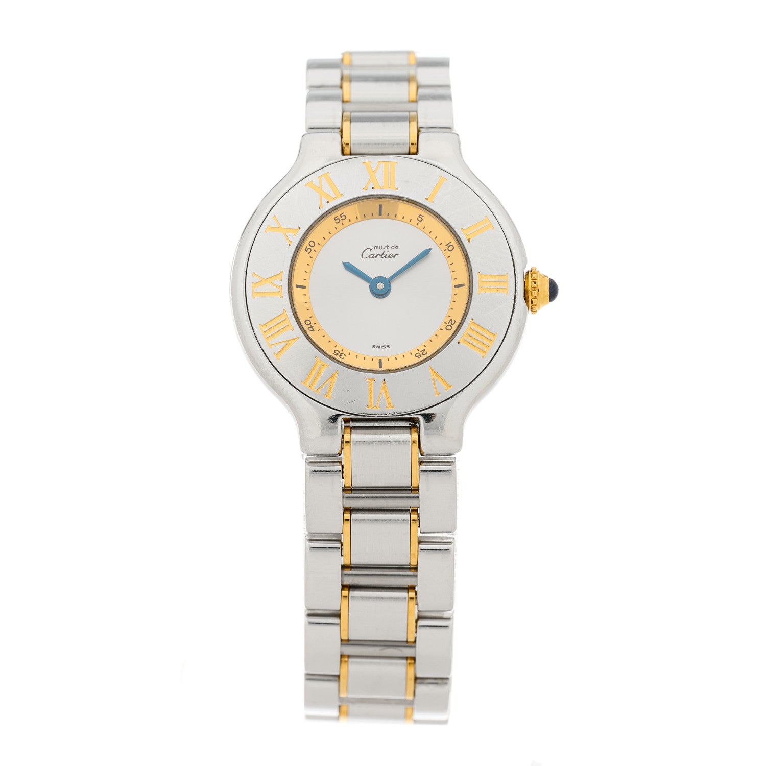 Cartier Stainless Steel 18K Yellow Gold 28mm Must De 21 Quartz Watch 1 of 4