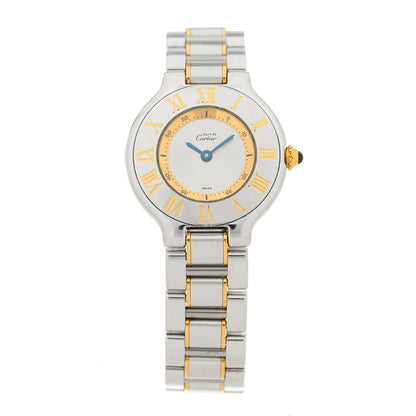 Cartier Stainless Steel 18K Yellow Gold 28mm Must De 21 Quartz Watch 1 of 4