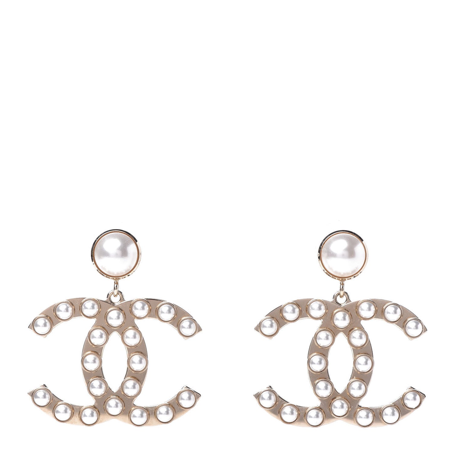 Pearl CC Drop Earrings Gold