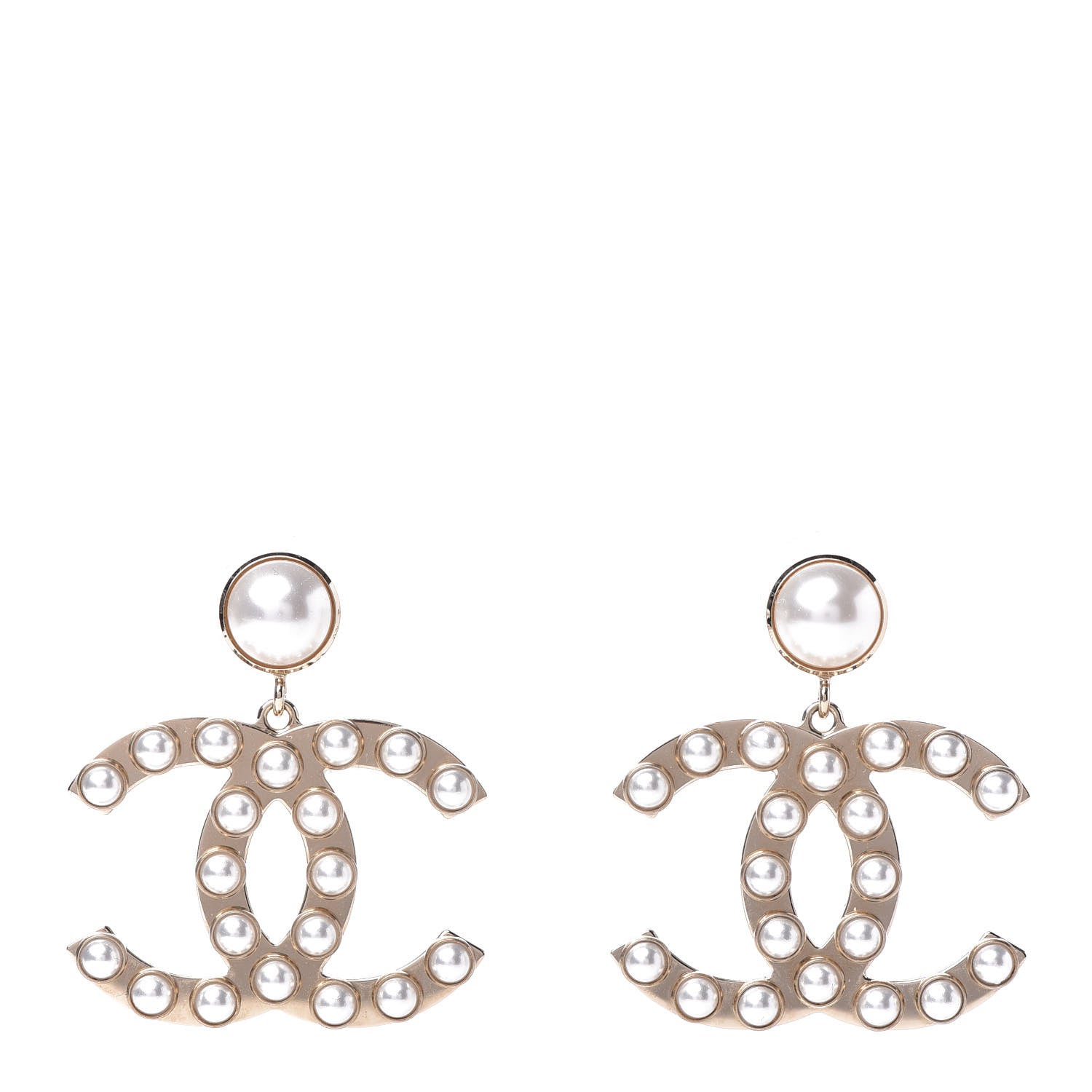 Chanel Pearl CC Drop Earrings Gold 1 of 5