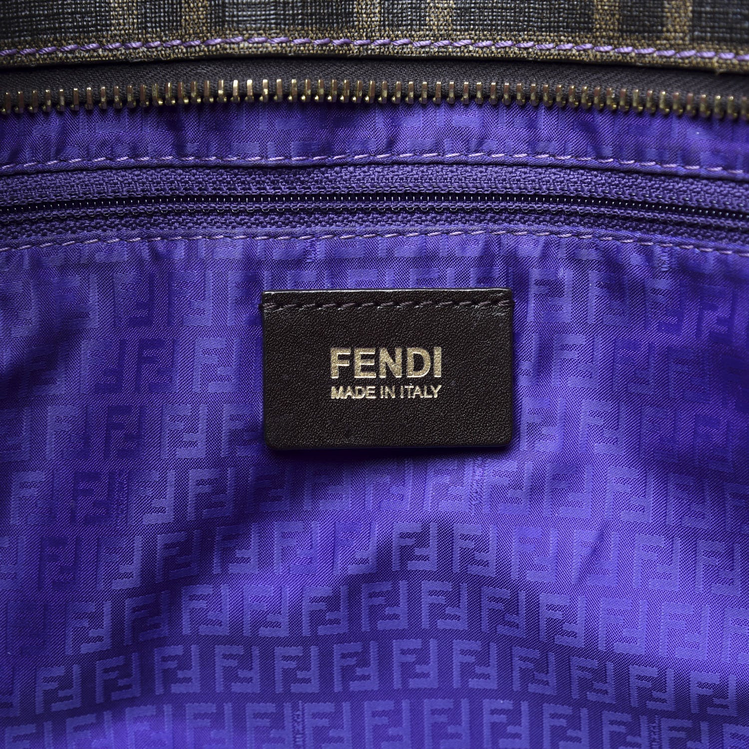 Fendi Zucca Spalmati Vitello Elite Medium Roll Tote Tobacco Viola 7 of 13