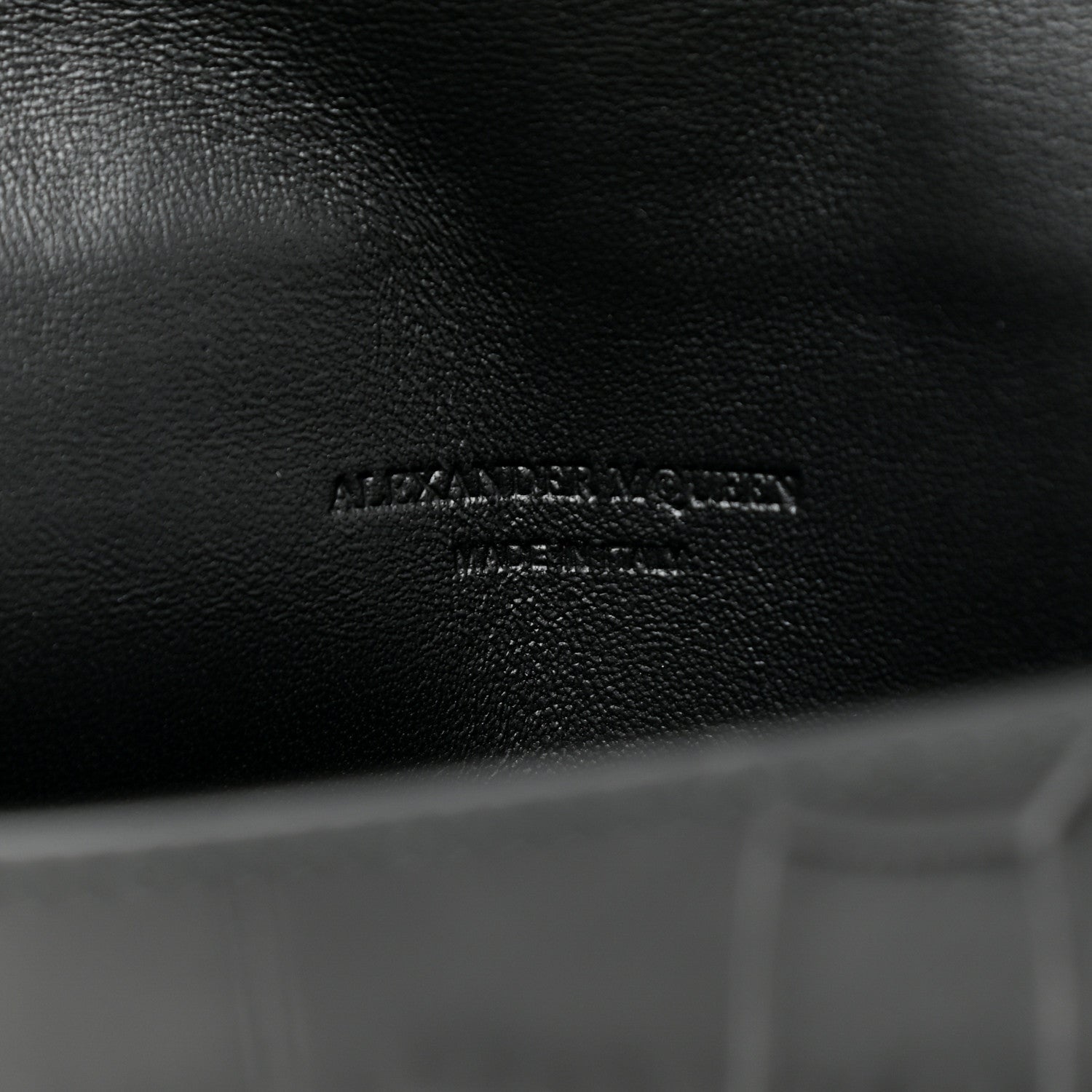 Alexander McQueen Calfskin Crocodile Embossed Skull Envelope Clutch Black 6 of 7