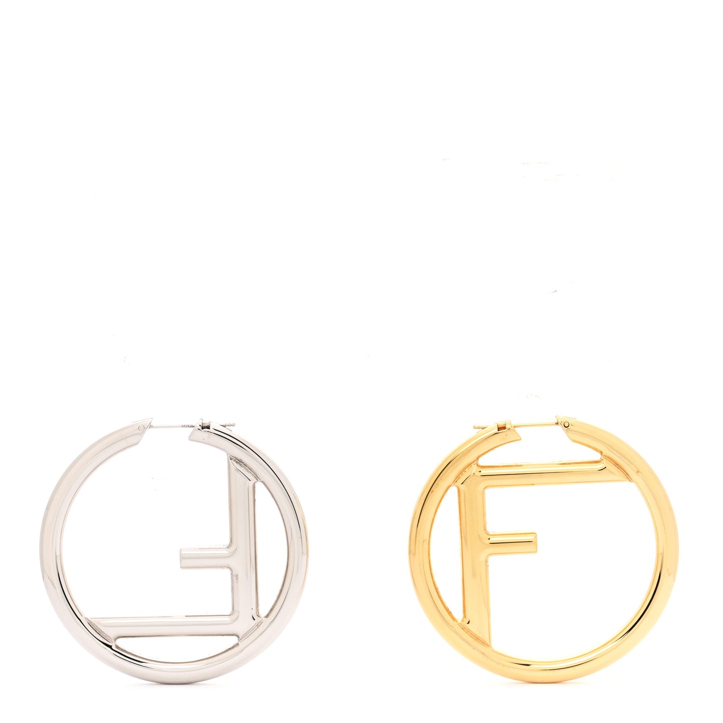 Metal FF Hoop Earrings Gold Silver