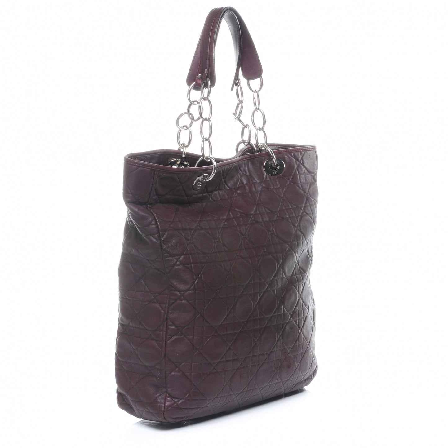Lambskin Cannage Dior Soft Shopper Tote Burgundy