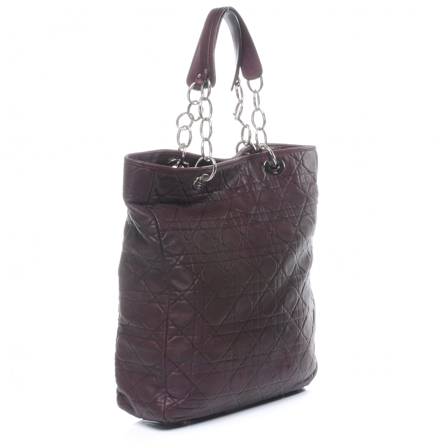 Christian Dior Lambskin Cannage Dior Soft Shopper Tote Burgundy 1 of 8