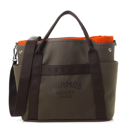 Hermes Toile Sac De Pansage Groom Kaki Feu 1 of 11