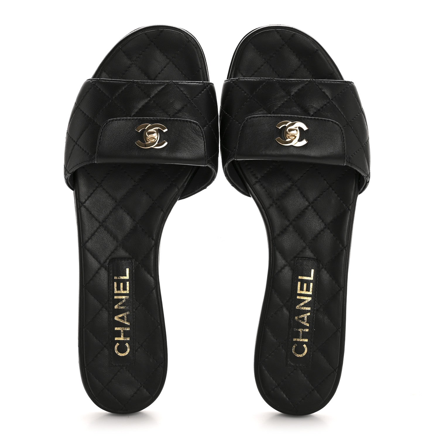 Chanel Lambskin Quilted CC Turnlock Sandals 38.5 Black 2 of 8