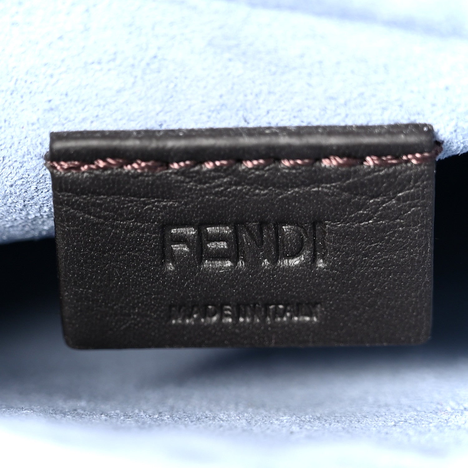 Fendi Denim Vitello King FF Embroidered Plexiglass Mini Sunshine Shopper Tote Blue Brown 6 of 10