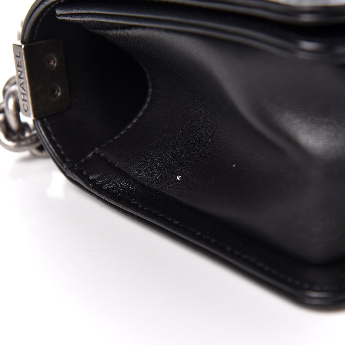 Calfskin Quilted Small Boy Flap Black