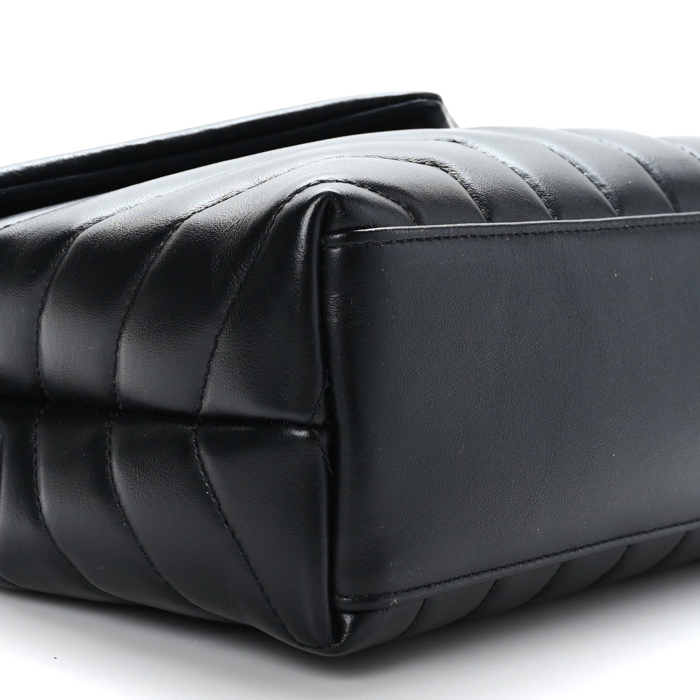 Calfskin Y Quilted Monogram Small Loulou Chain Satchel Black