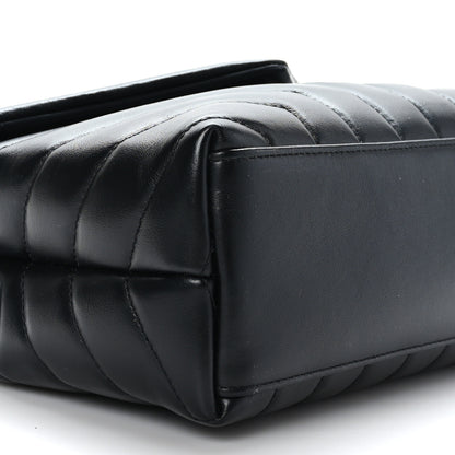 Saint Laurent Calfskin Y Quilted Monogram Small Loulou Chain Satchel Black 7 of 8