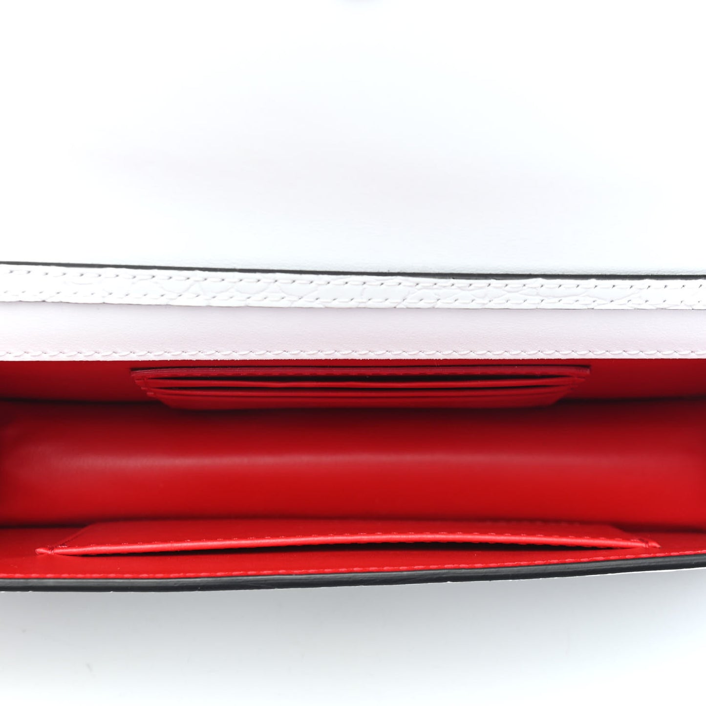 Calfskin Alligator Embossed Elisa Baguette Bianco