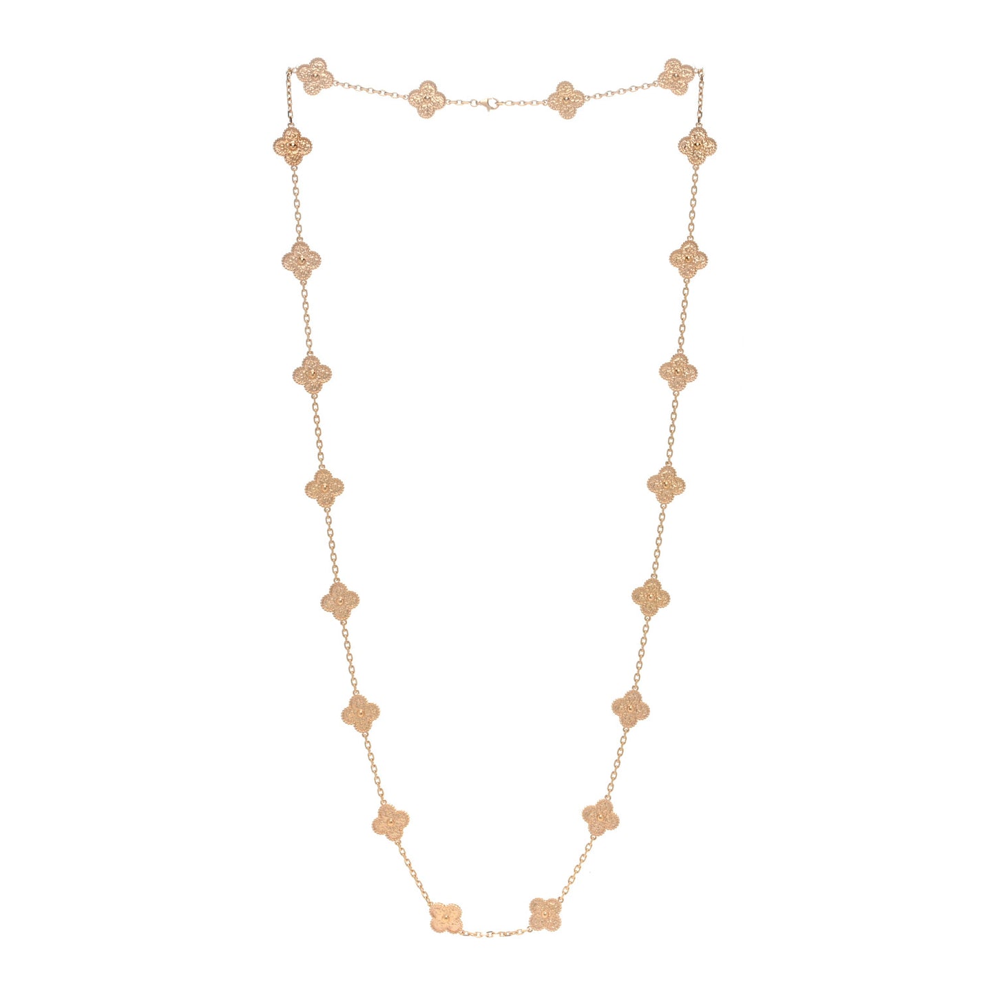 18K Rose Gold 20 Motifs Vintage Alhambra Necklace