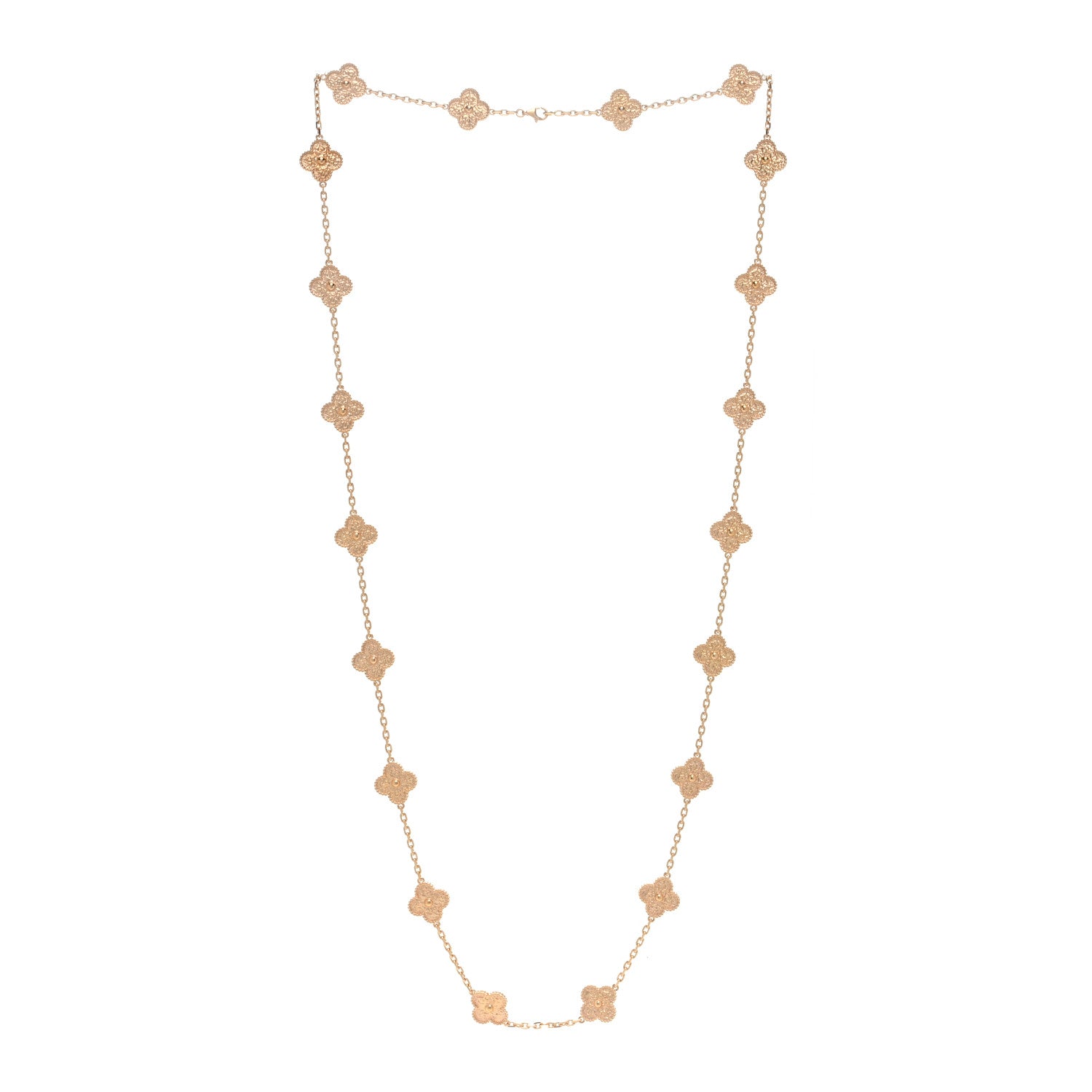 Van Cleef & Arpels 18K Rose Gold 20 Motifs Vintage Alhambra Necklace 2 of 3