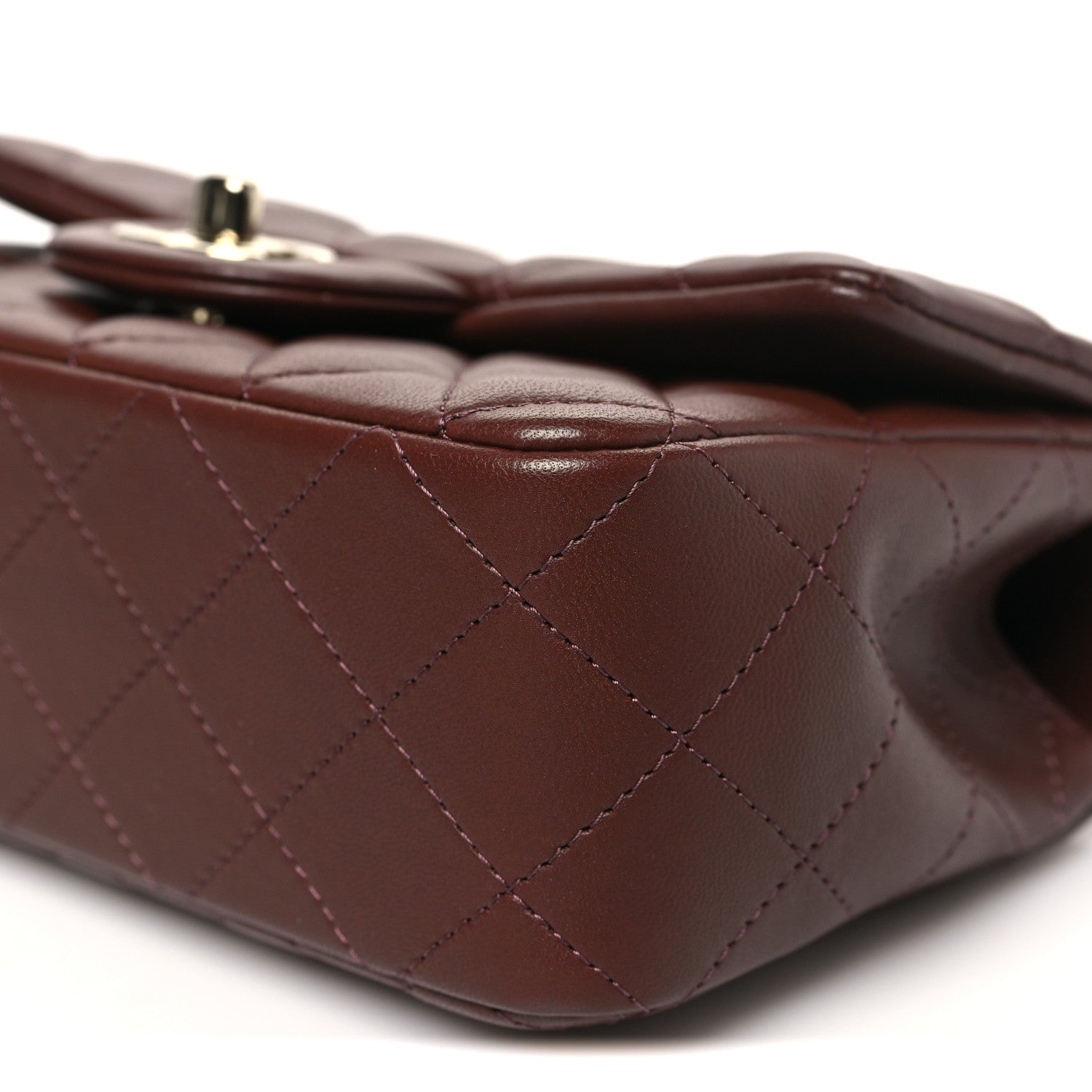 Chanel Lambskin Quilted Mini Top Handle Rectangular Flap Dark Brown 10 of 11