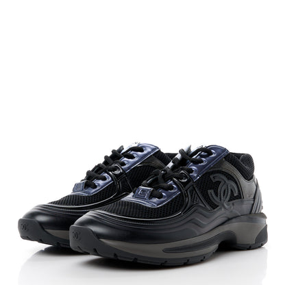 Chanel Fabric Laminated Calfskin Stretch CC Womens Sneakers 39.5 Black 3 of 9