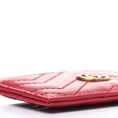 Gucci Calfskin Matelasse GG Marmont Card Holder Hibiscus Red 8 of 13