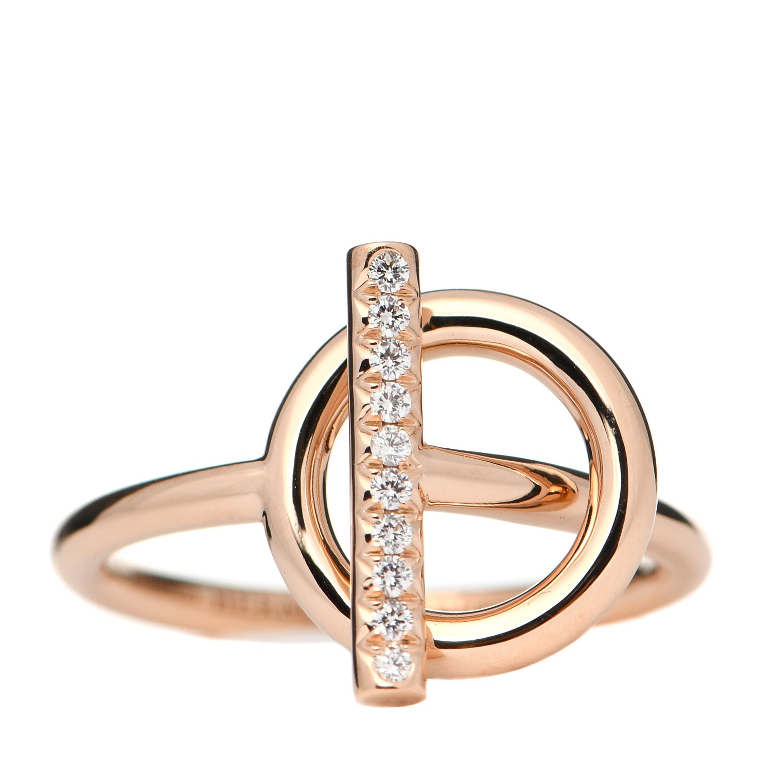 Hermes 18K Rose Gold Diamond PM Echappee Ring 52 6 1 of 6