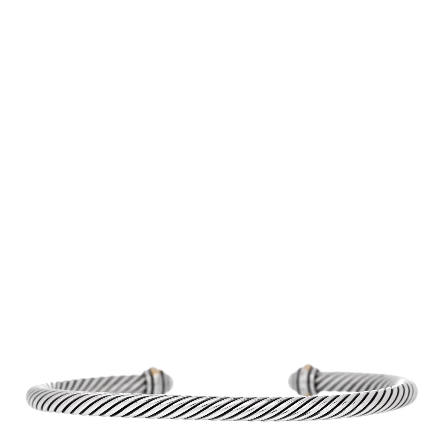 David Yurman Sterling Silver 18K Yellow Gold 4mm Cable Classics Bracelet 3 of 5