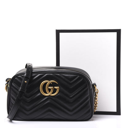 Gucci Calfskin Matelasse Small GG Marmont Chain Shoulder Bag Black 10 of 10